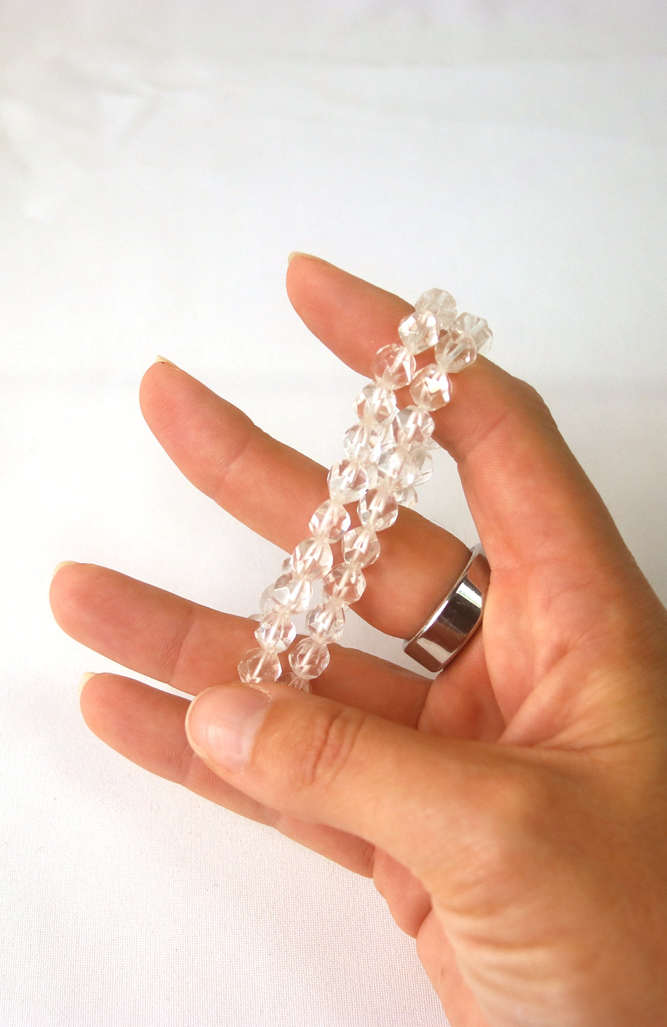 Clear Quartz Faceted Bead Bracelet